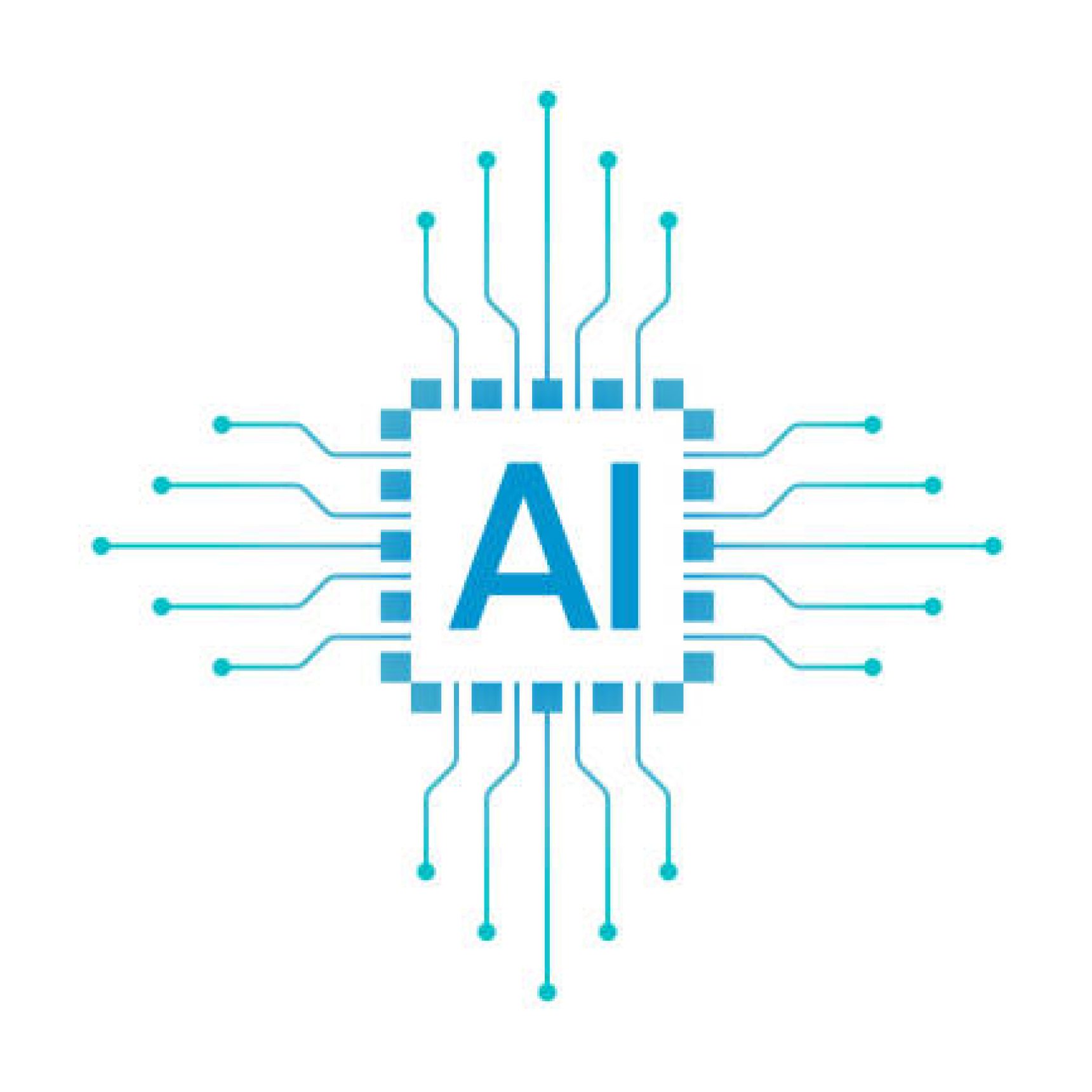 Artificial intelligence concept with electronic circuit. vector electronic AI. chip artificial intelligence concept. AI logo